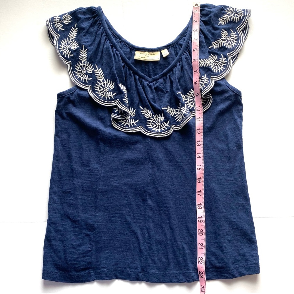 SOLD 💕Anthropologie Embroidered Julieta Ruffle Neck Top - Picture 10 of 10